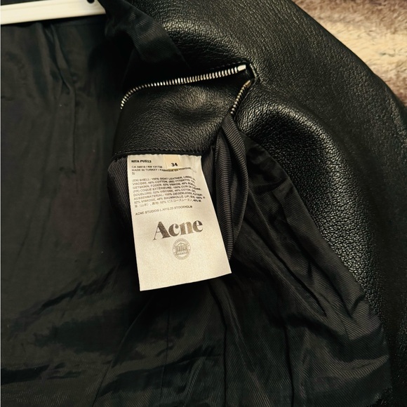 Acne Studios Black Leather Rita Jacket size 34 - Picture 15 of 15